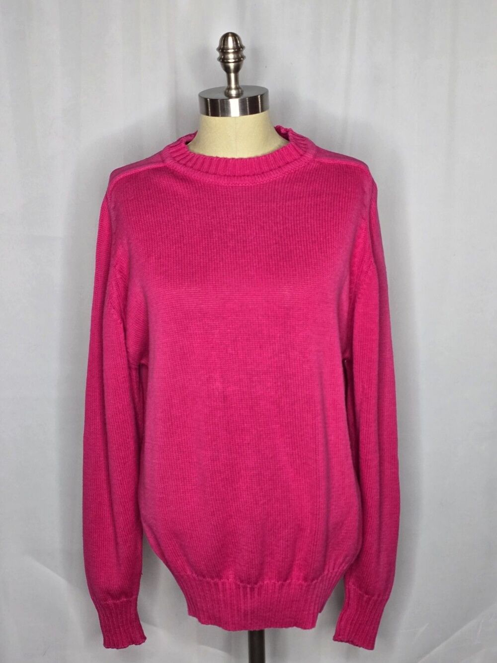 Vintage 70/80's Hot Pink Preppy Knit Sweater The Fox Collection 100% Cotton USA